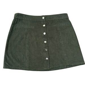 Olive Button-Front Corduroy Skirt Wintergreen Fuzzy mini bottoms woman’s